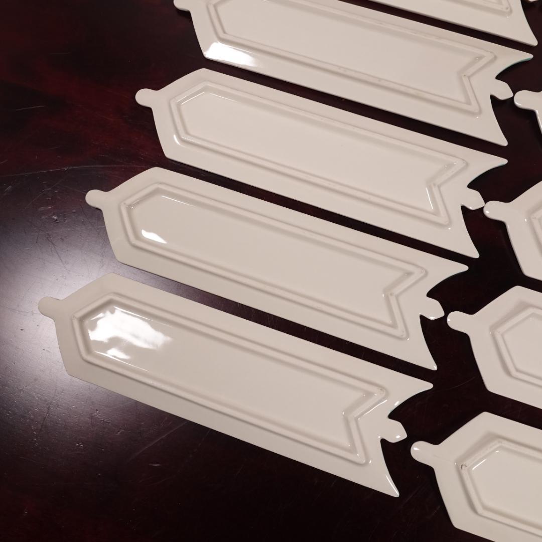 高級和食器 色絵 金彩 矢羽根文 長皿 板皿 12客 共箱