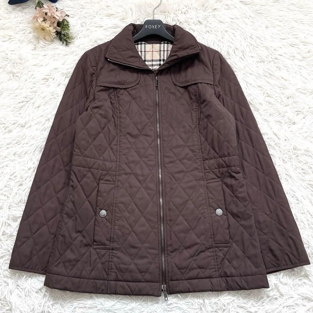 ノバチェック✨バーバリーロンドン キルティングジャケットL ブラウン ロゴボタン