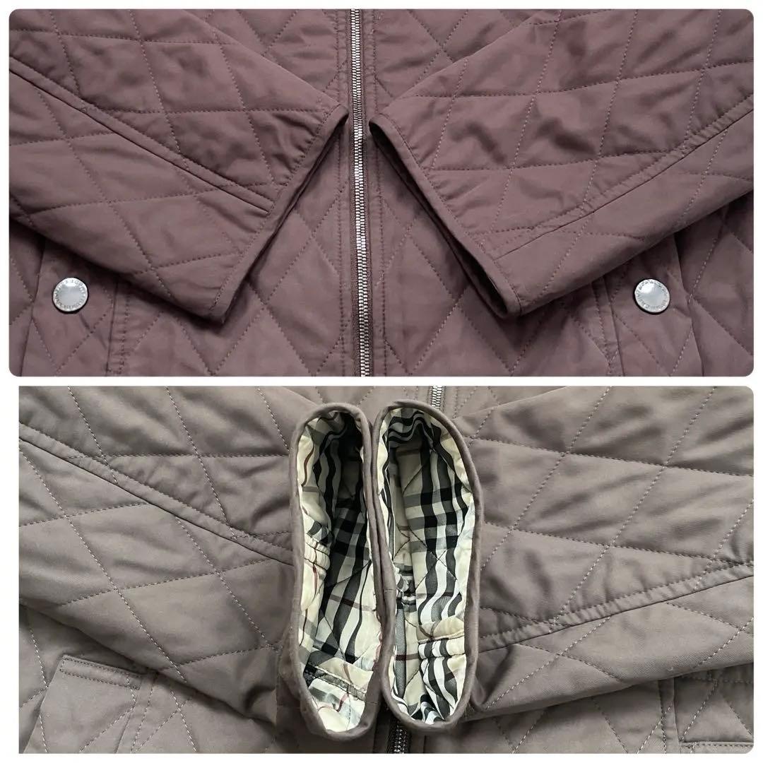 ノバチェック✨バーバリーロンドン キルティングジャケットL ブラウン ロゴボタン