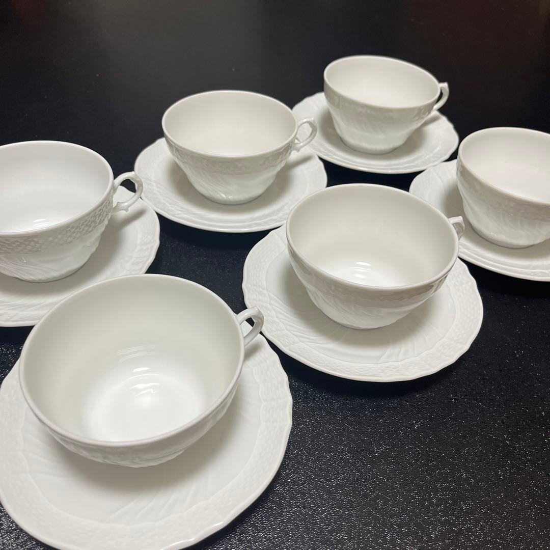 リチャードジノリ　ベッキオホワイト　カップ&ソーサー　6客セット
