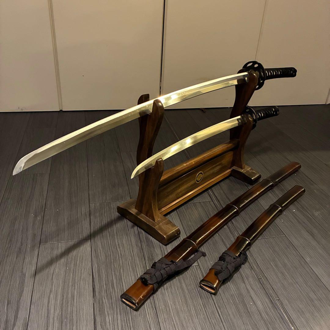 希少品　竹鞘　大小セット　竹筒拵　高級模造刀　居合刀　竹鞘太刀　2本セット