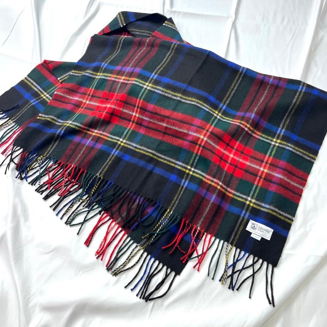 一度使用 ジョンストンズオブエルガンズ　無地　ストール　大判　カシミヤ１００％