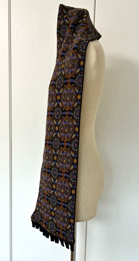 カトリーヌアンドレ　ジャガードニット　リバーシブルマフラー　シリアルナンバー入り