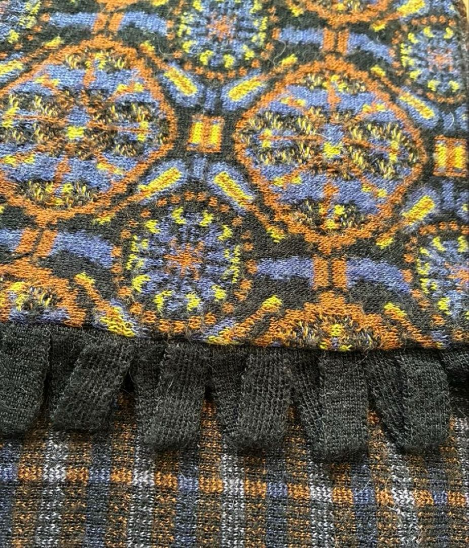 カトリーヌアンドレ　ジャガードニット　リバーシブルマフラー　シリアルナンバー入り