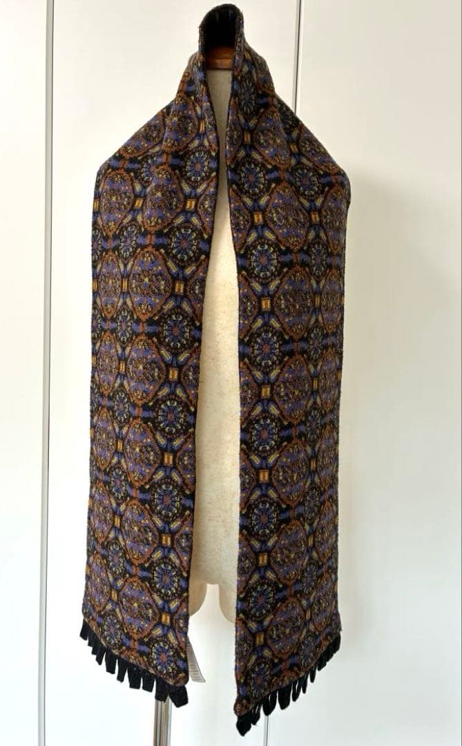 カトリーヌアンドレ　ジャガードニット　リバーシブルマフラー　シリアルナンバー入り