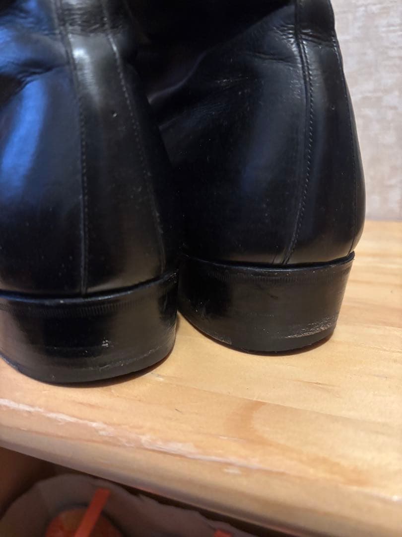 ブラックレザーブーツ キャップトゥ　30'sスタイル