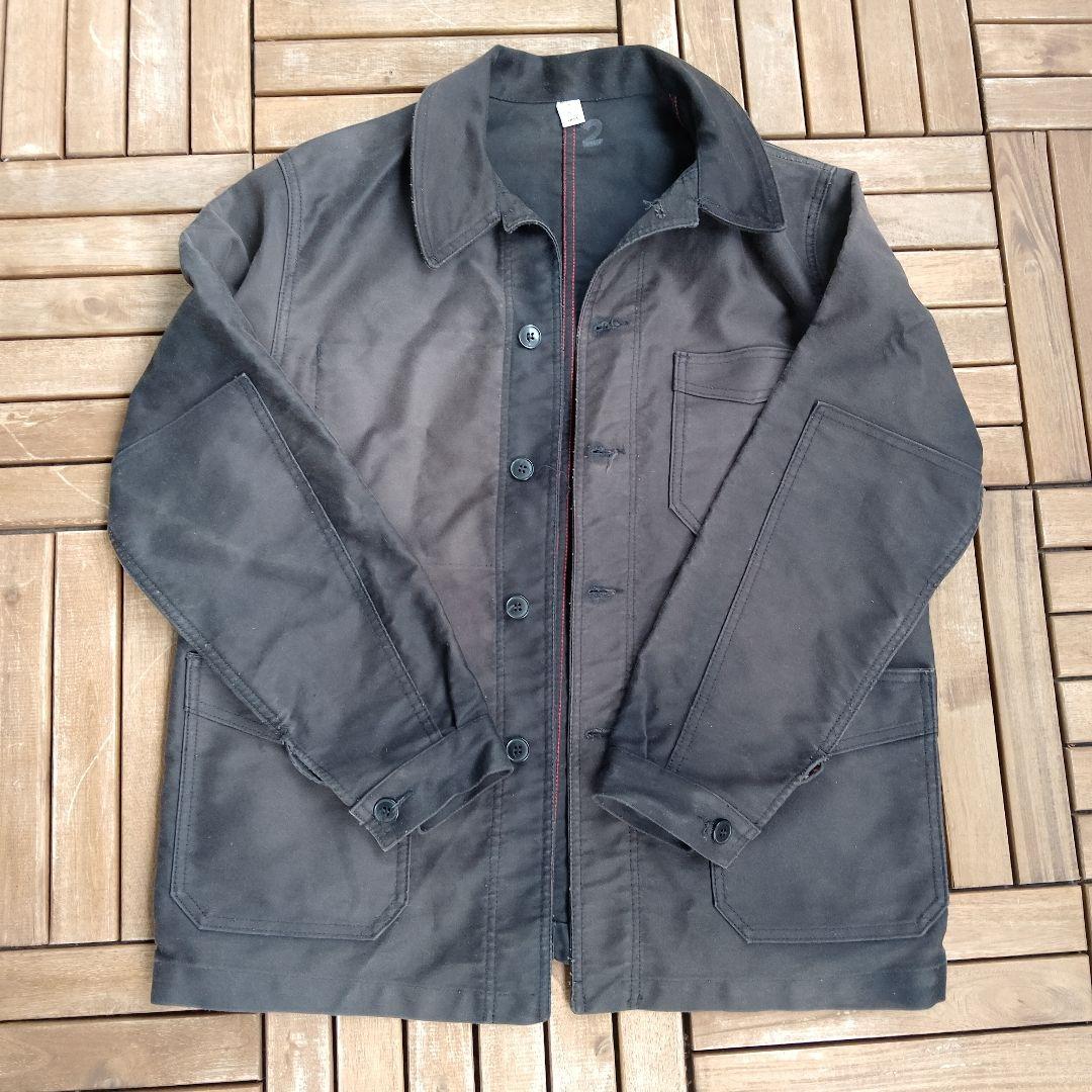 フランスメイドフレンチワーク ブラックモールスキン カバーオール GALLICE