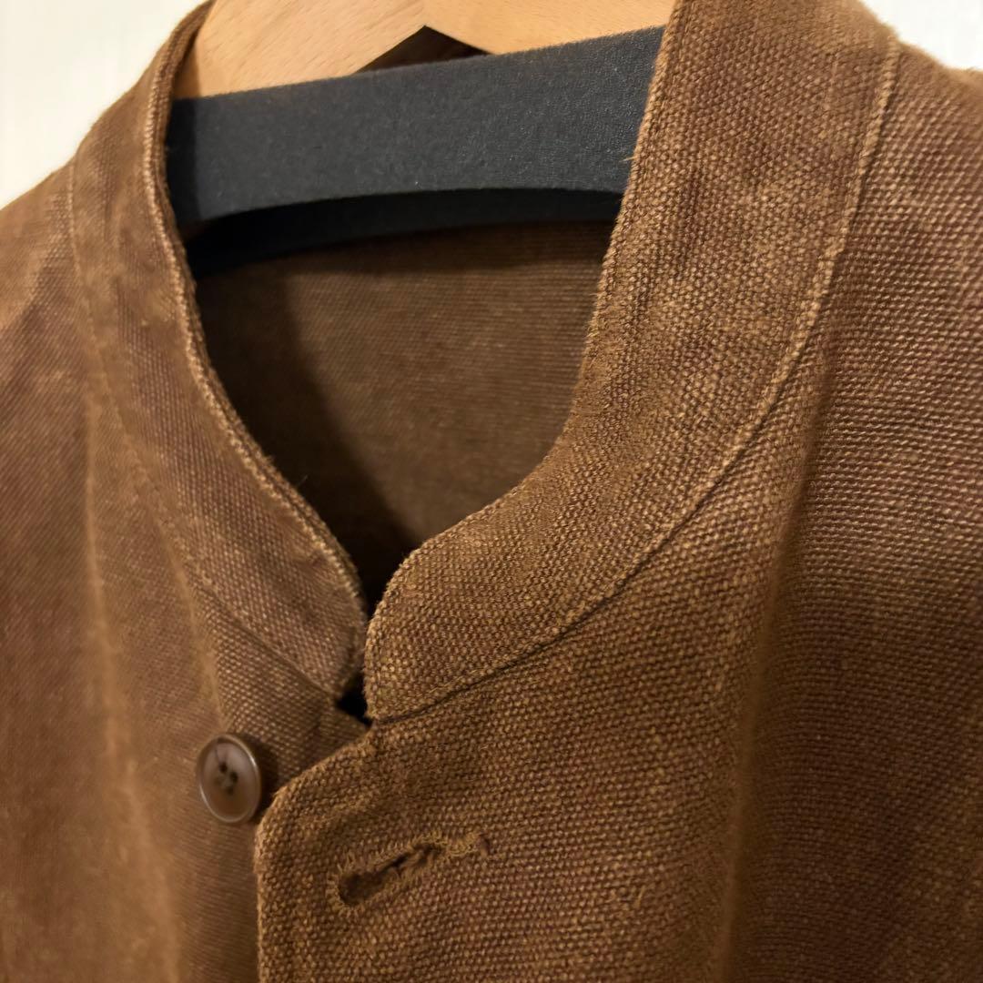 21SS COMOLI ヘンプダックスタンドカラージャケットブラウン サイズ2