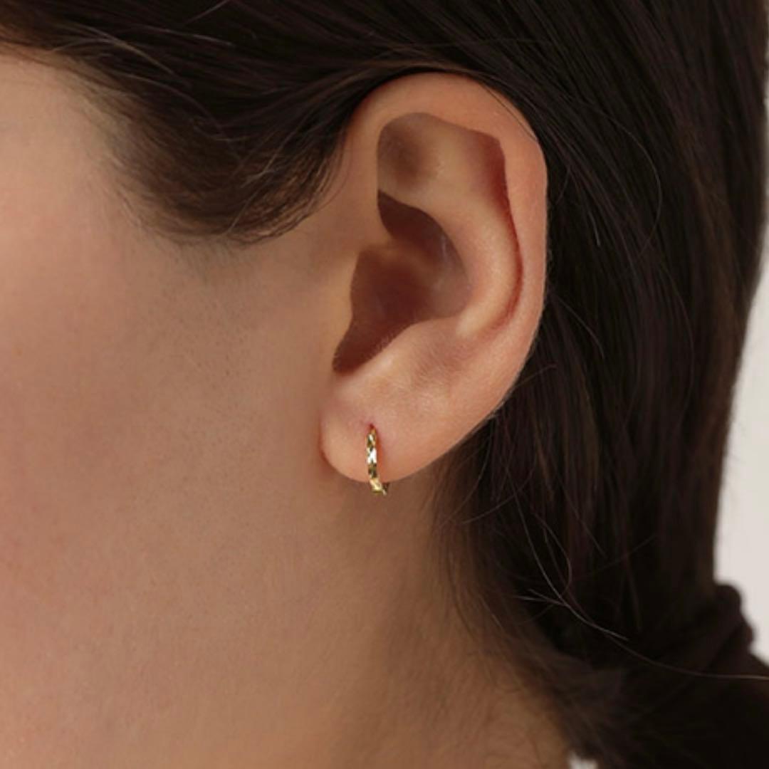 新品 K18 フープ ホワイトゴールド 18金ピアス 刻印あり日本製 ペア ♡⑤