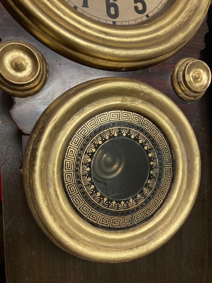 アンティーク四つ玉ダルマ柱時計 8日巻 修復品 稼働中