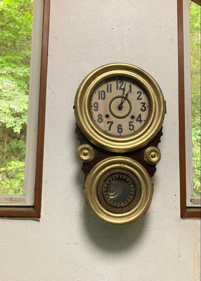 アンティーク四つ玉ダルマ柱時計 8日巻 修復品 稼働中