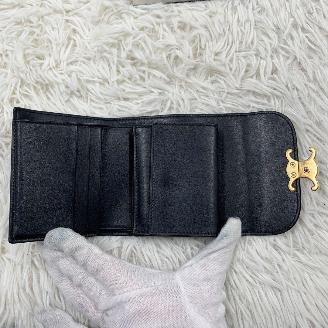 【✨美品✨】セリーヌ トリオンフ 三つ折り財布 ブラック