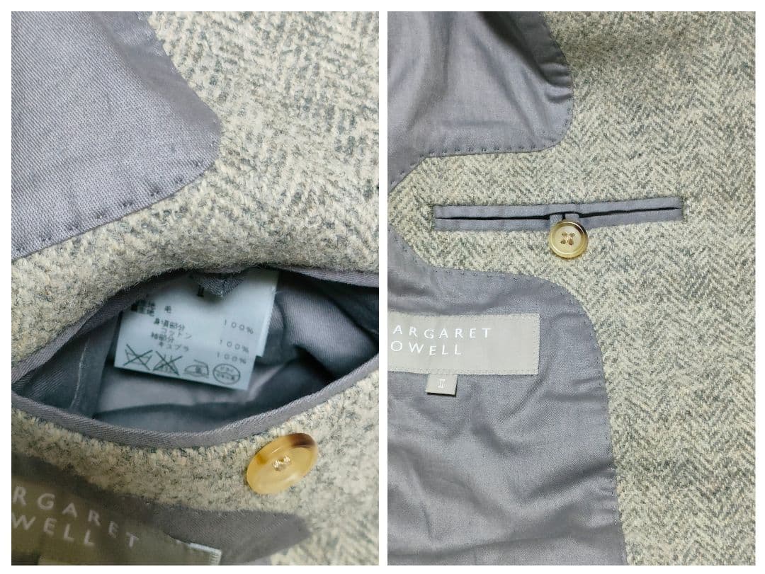 マーガレットハウエル　ウール　ヘリンボーン　テーラードジャケット　2B　2