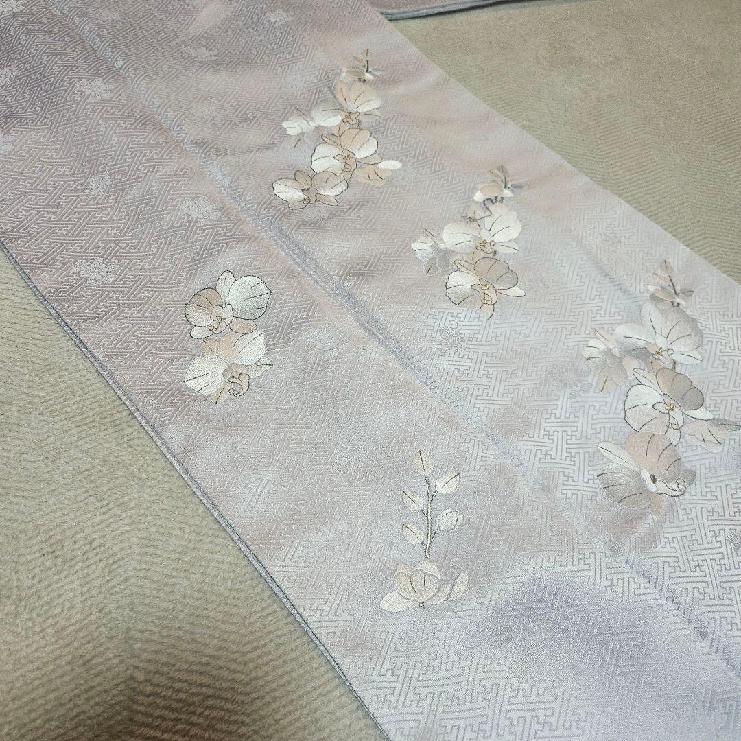 一点限り！ブルーグレー胡蝶蘭刺繍訪問着 お仕立て上がり。