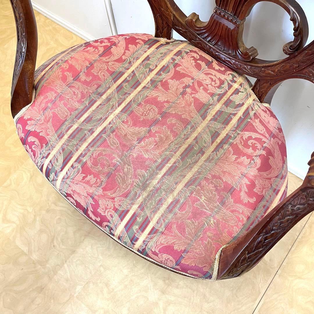 豪華 彫刻アームチェア① アンティーク調 ダイニングチェア チェア 椅子 イス