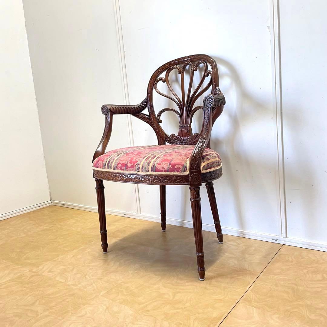 豪華 彫刻アームチェア① アンティーク調 ダイニングチェア チェア 椅子 イス