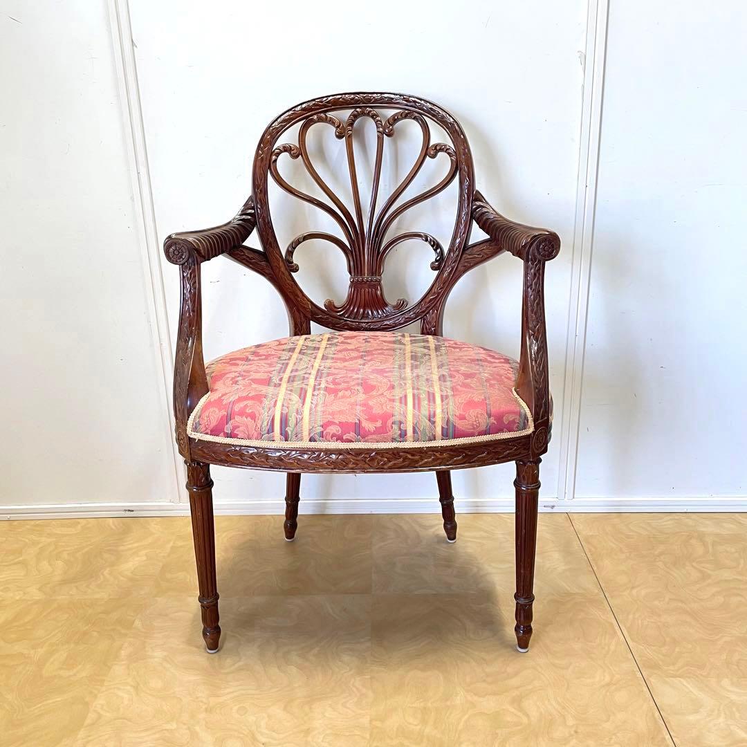 豪華 彫刻アームチェア① アンティーク調 ダイニングチェア チェア 椅子 イス