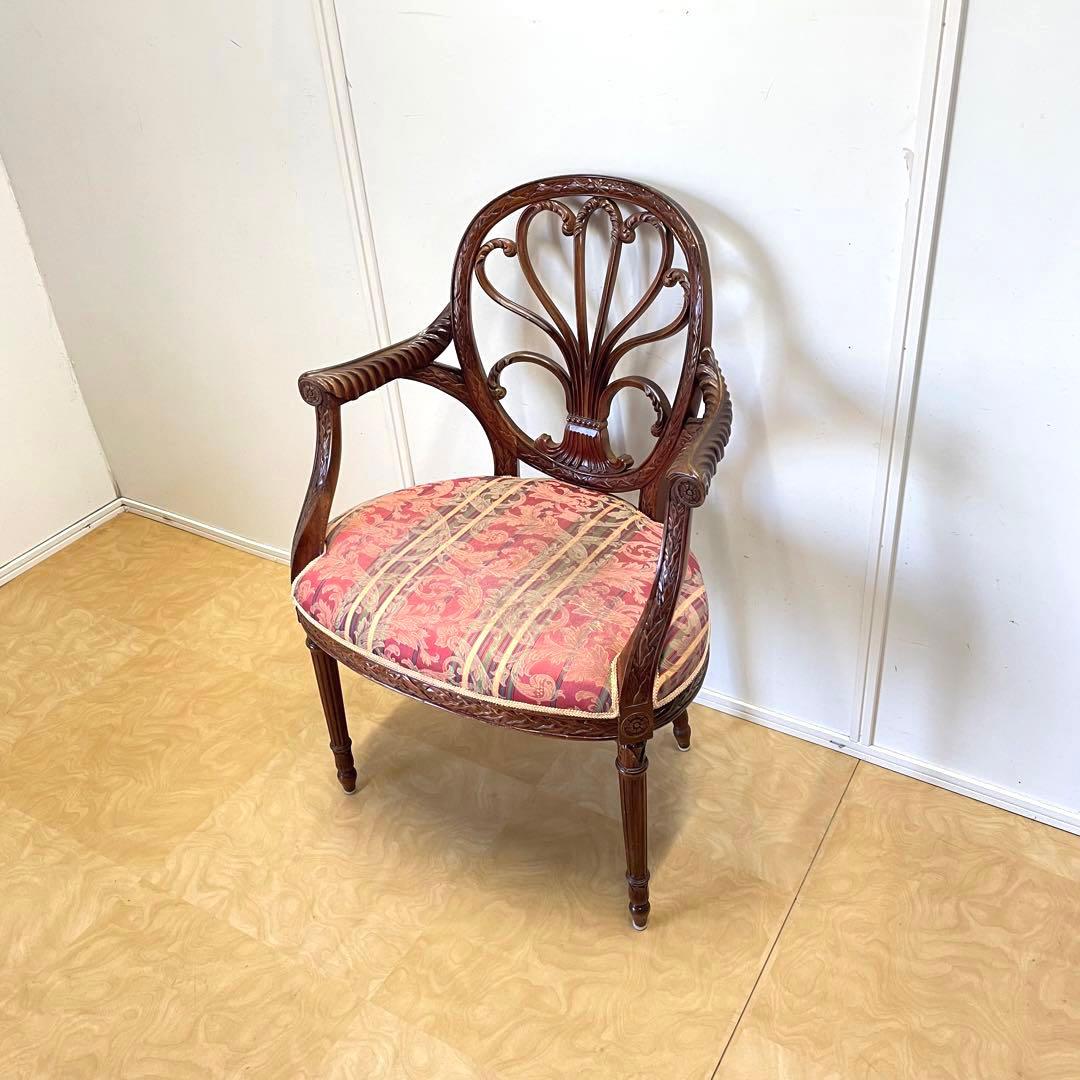 豪華 彫刻アームチェア① アンティーク調 ダイニングチェア チェア 椅子 イス