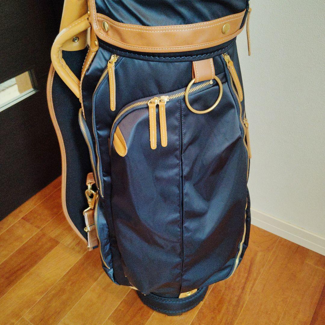 考英舎 ハンドメイド 高密度ツイルナイロン キャディバッグ ネイビー×ライト