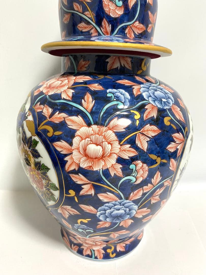 【貴重】朱明窯 藤井朱明作 有田焼 飾り壺 花器 花瓶 染付 骨董品