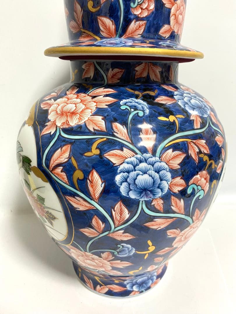 【貴重】朱明窯 藤井朱明作 有田焼 飾り壺 花器 花瓶 染付 骨董品