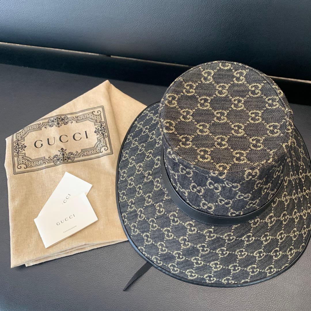 GUCCI グッチ　帽子　バケットハット　GG柄　新品未使用　Mサイズ