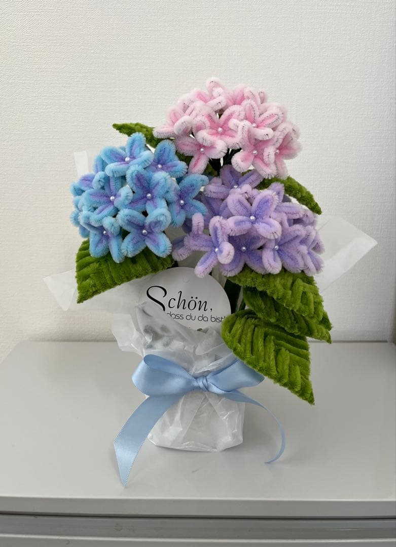 【あさ】モールフラワー　紫陽花3セット