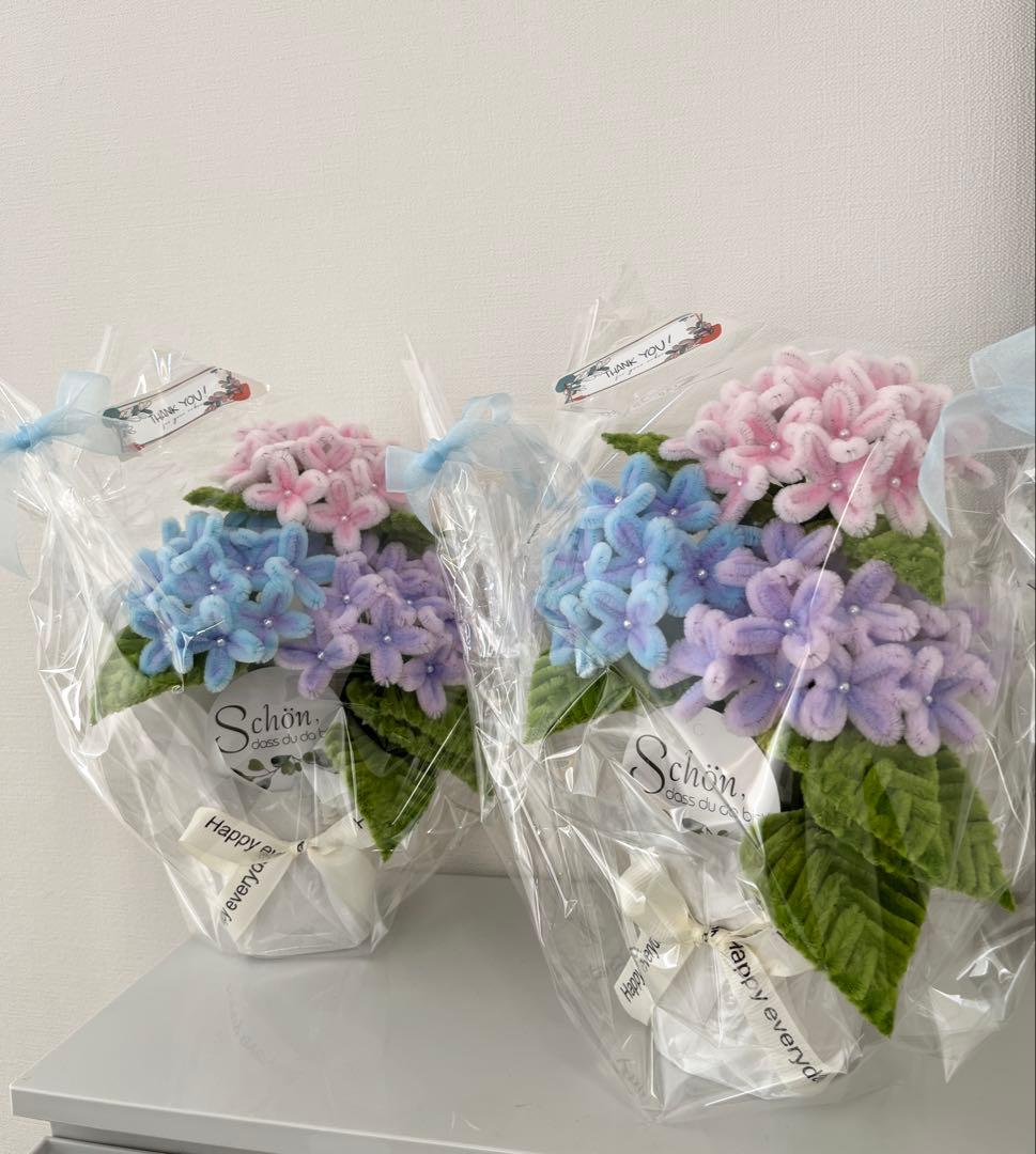 【あさ】モールフラワー　紫陽花3セット