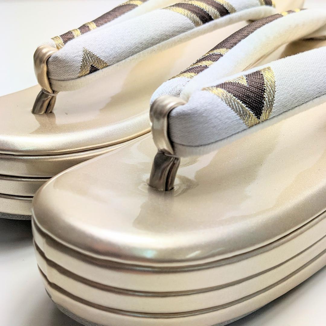 和装 草履 バッグ セット 帯地 ブラウン ゴールド フリーサイズ u94-6