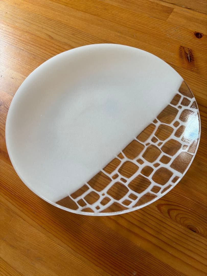 新品　サブロウガラス　皿　プレート　尺皿　白