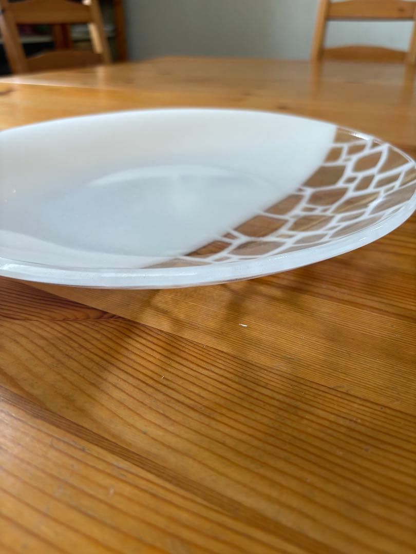 新品　サブロウガラス　皿　プレート　尺皿　白