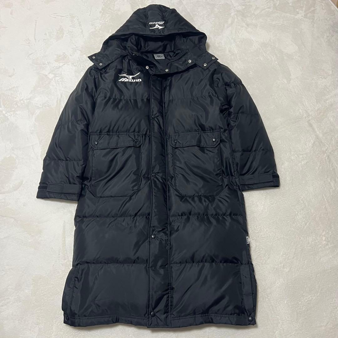 ミズノ　ダウン　ロング　ベンチコート　サーマルプラス　Oサイズ　ブラック