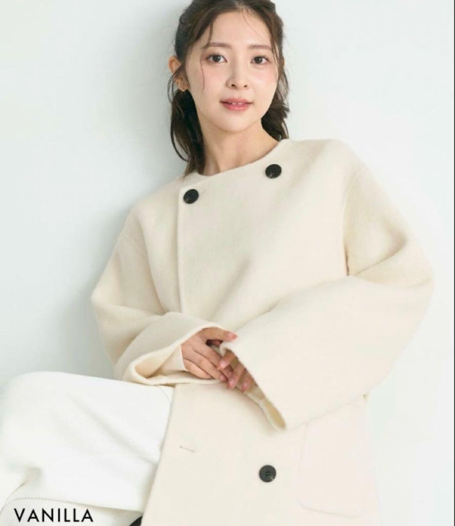 ノーカラー2WAYリバーミドルコート VANILLA