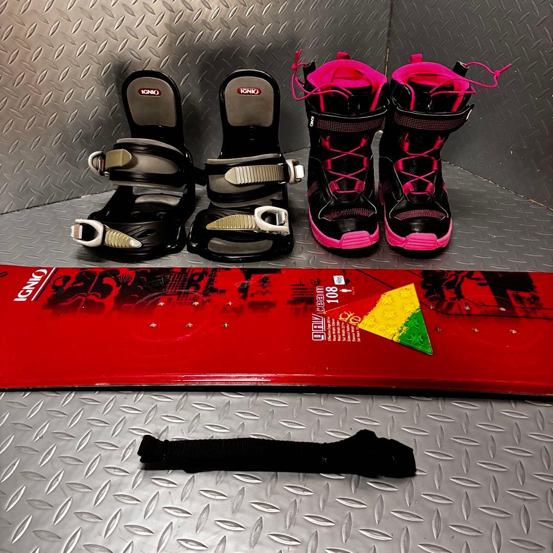 【キッズ】オール！IGNIO スノーボード 108cmお買い得！３点セット