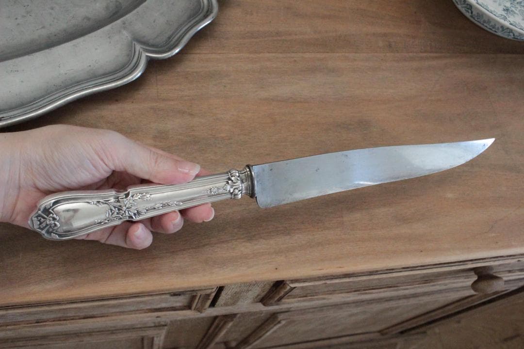 フレンチアンティーク・シルバー大型ナイフ&フォーク2本セット