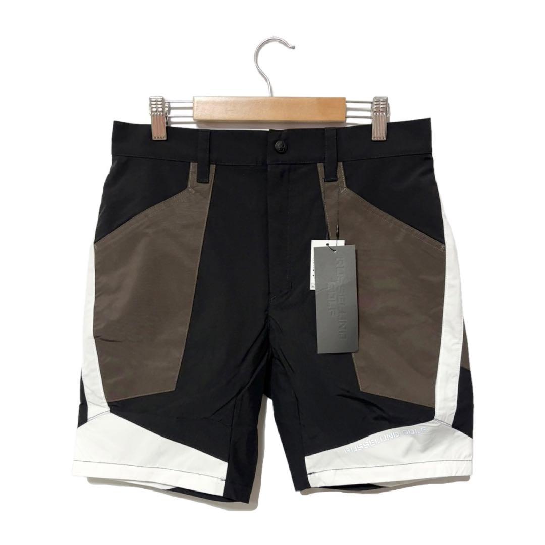 新品 ラッセルノ ゴルフ カラーパネル ショーツ ブラック L 5 ゴルフウェア