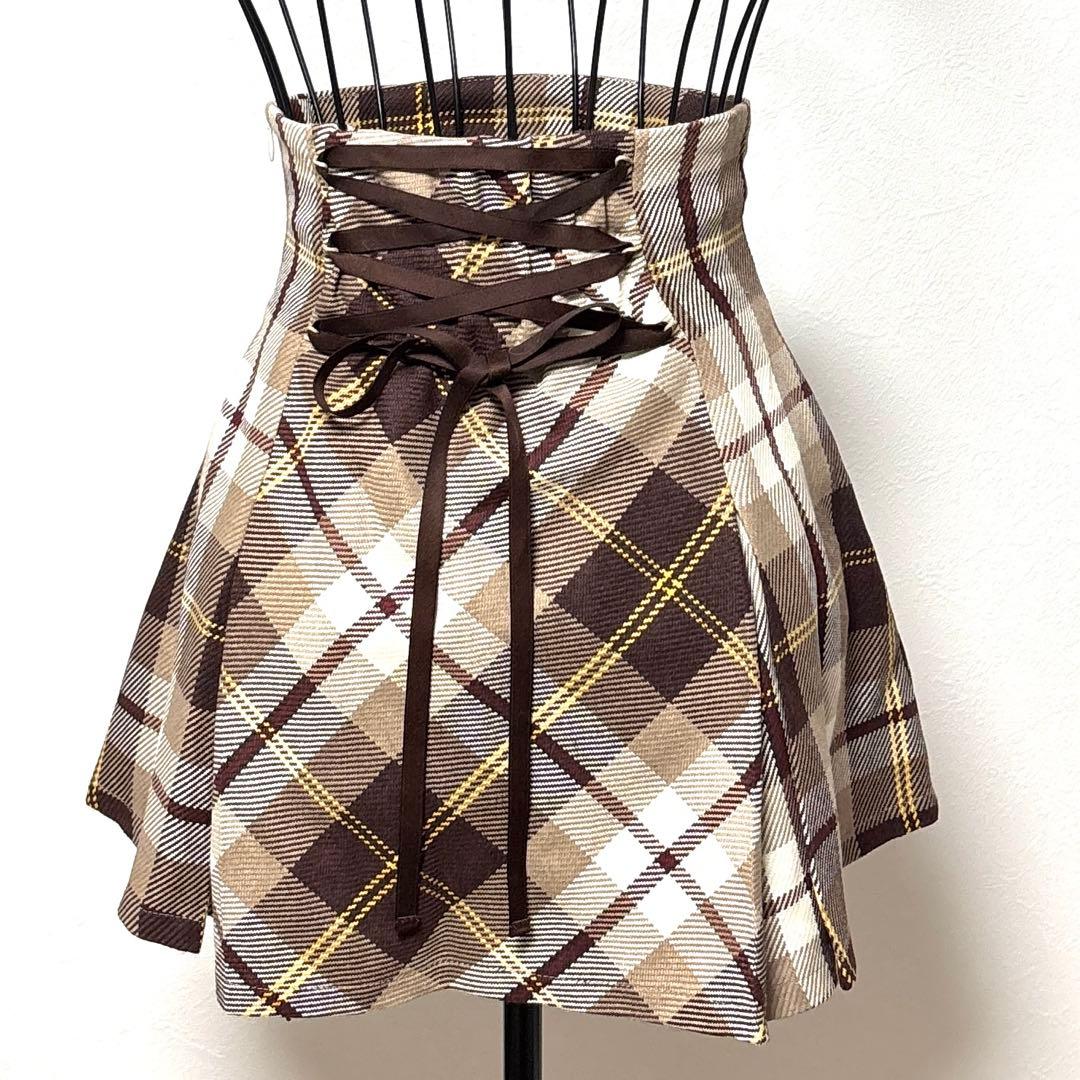 ミシェルマカロン フレアチェックスカート