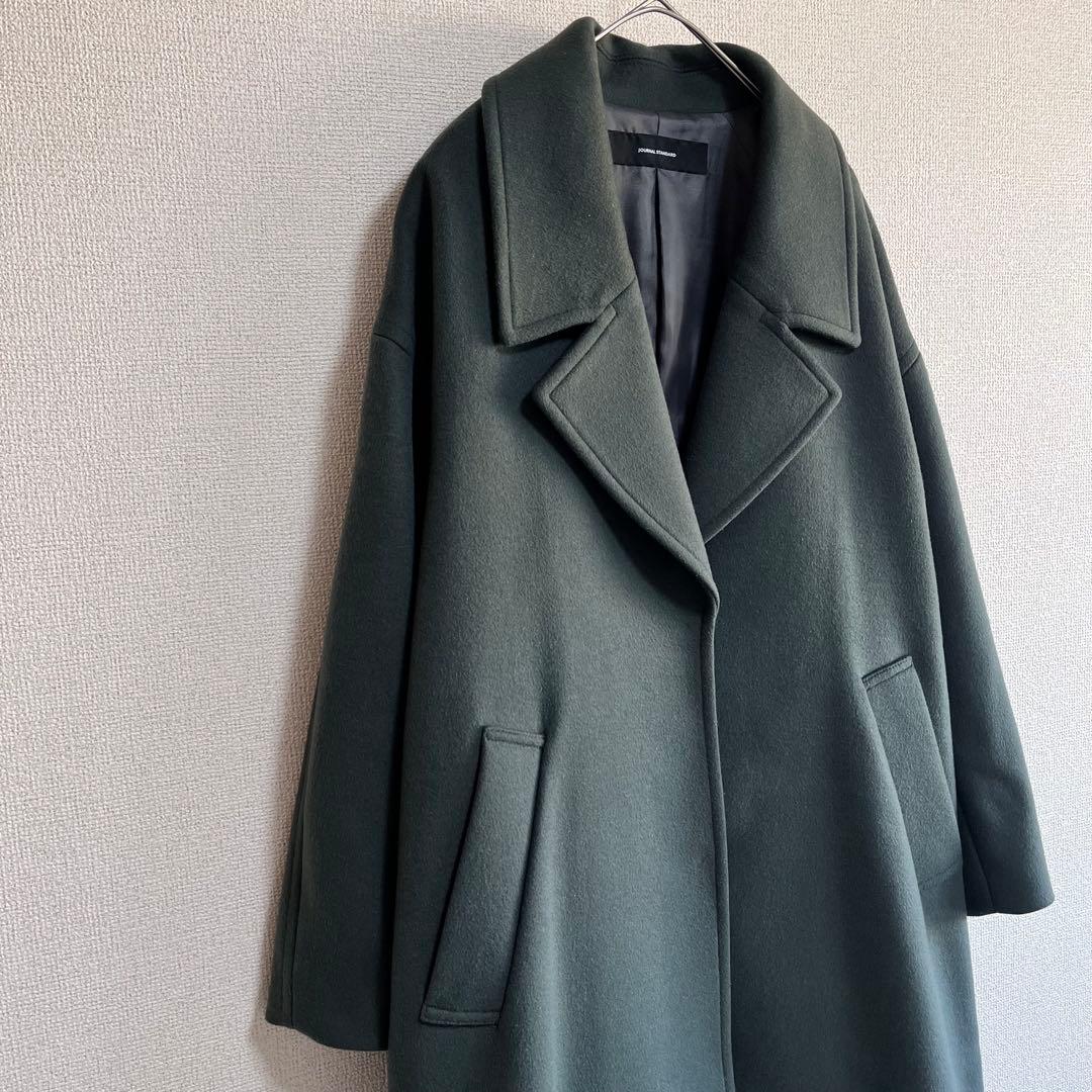 ジャーナルスタンダード　スーパー140ビーバーコクーンコート　グリーン