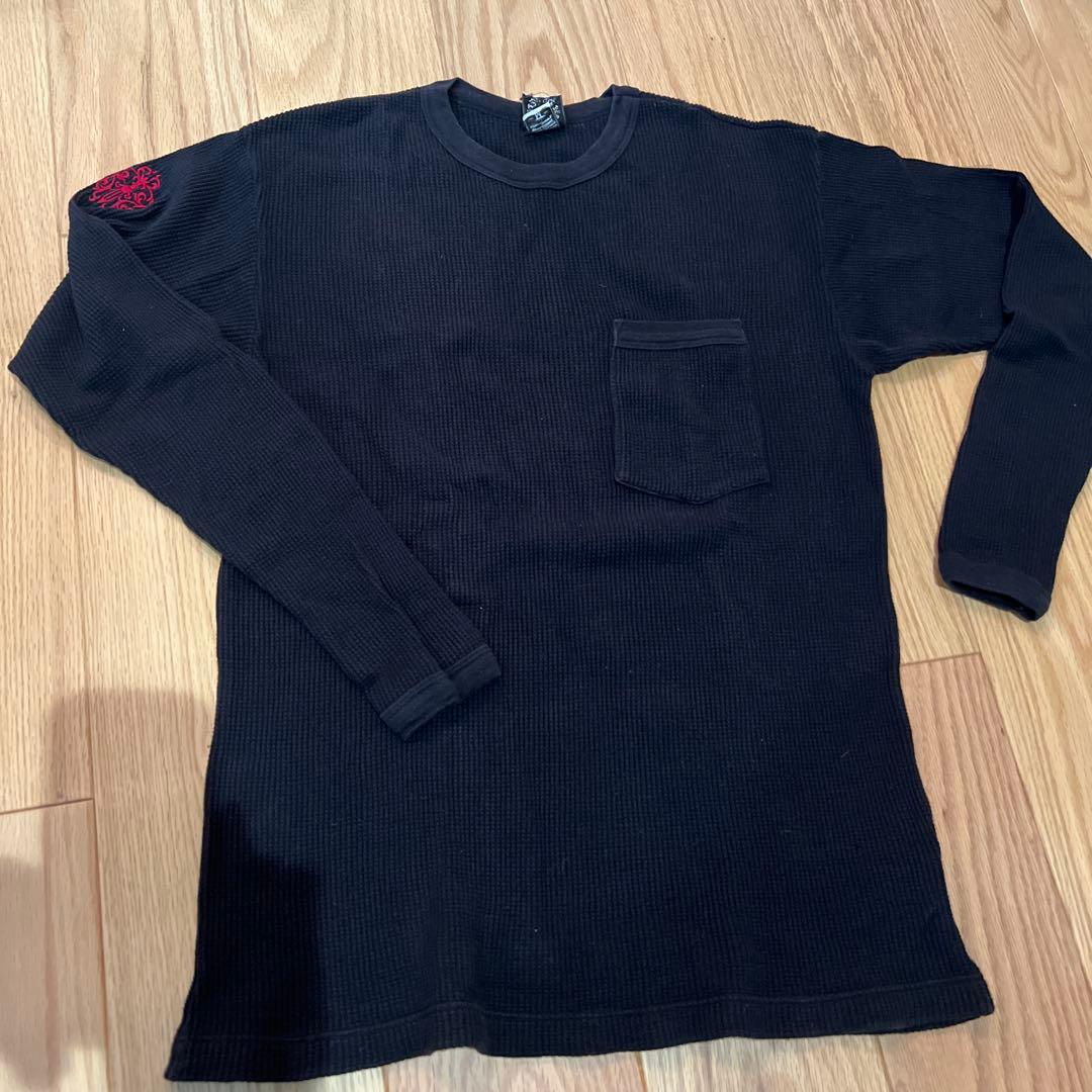 クロムハーツ黒いリブ編み長袖カットソー