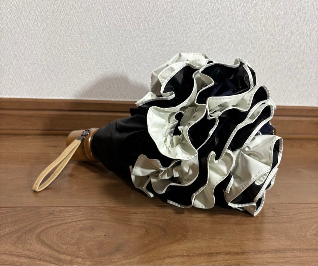 芦屋ロサブラン日傘 3段折フリル 遮光率100％