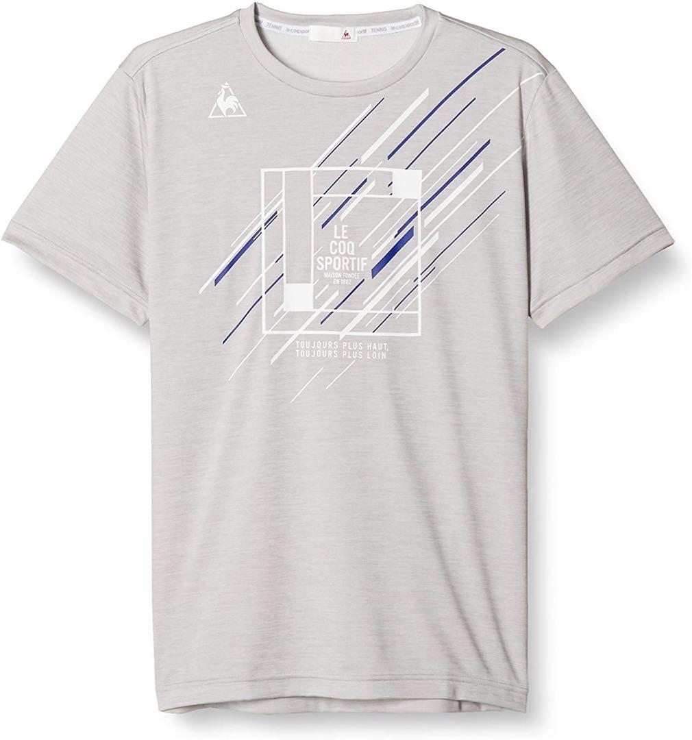 ルコックスポルティフ テニスウェア 半袖TシャツQTMQJA04灰色メンズL新品