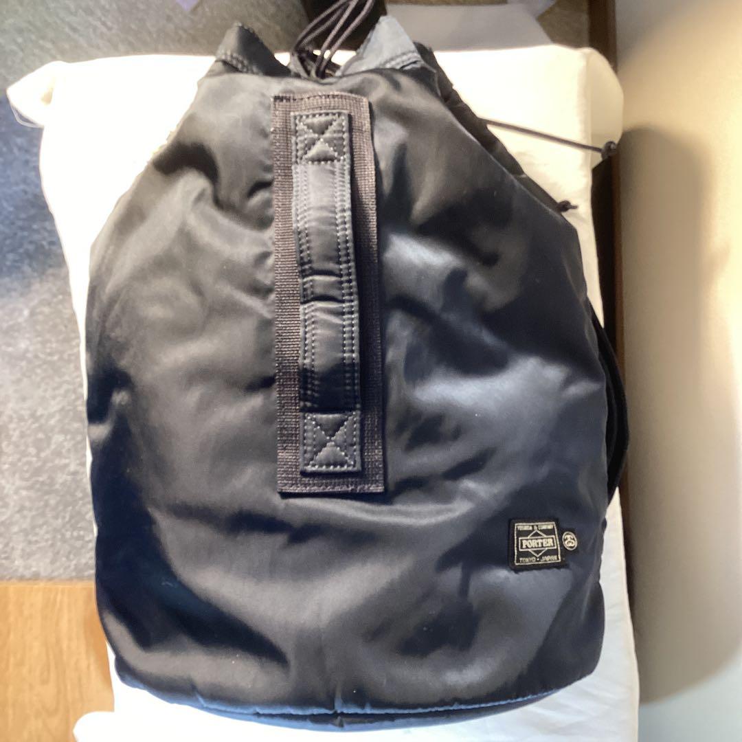 ポーター&ステューシーWネーム　アイアンブルーバケツ型2WY美品