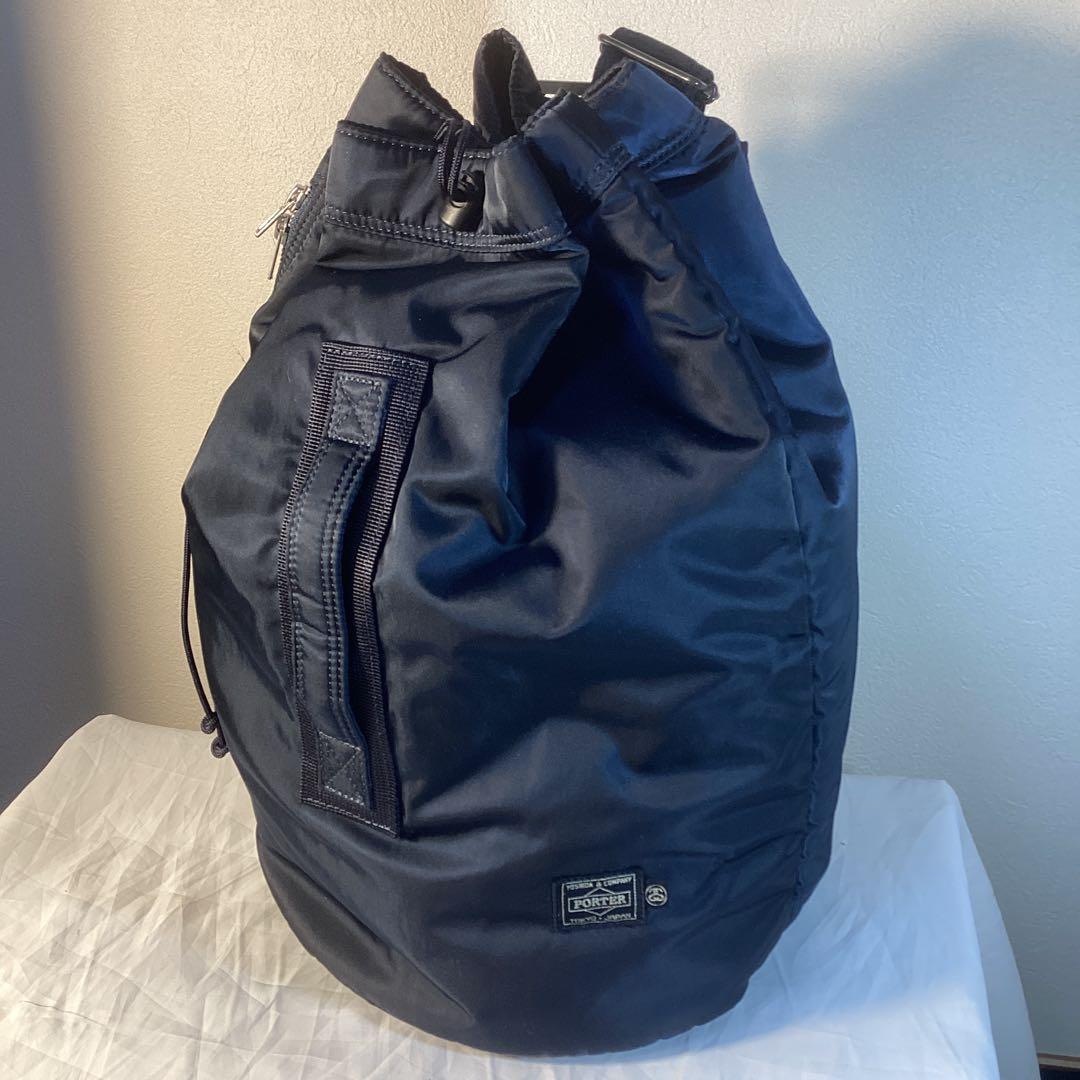 ポーター&ステューシーWネーム　アイアンブルーバケツ型2WY美品