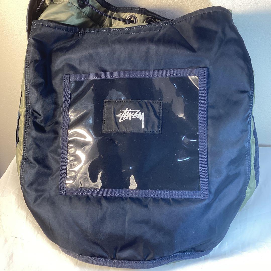 ポーター&ステューシーWネーム　アイアンブルーバケツ型2WY美品