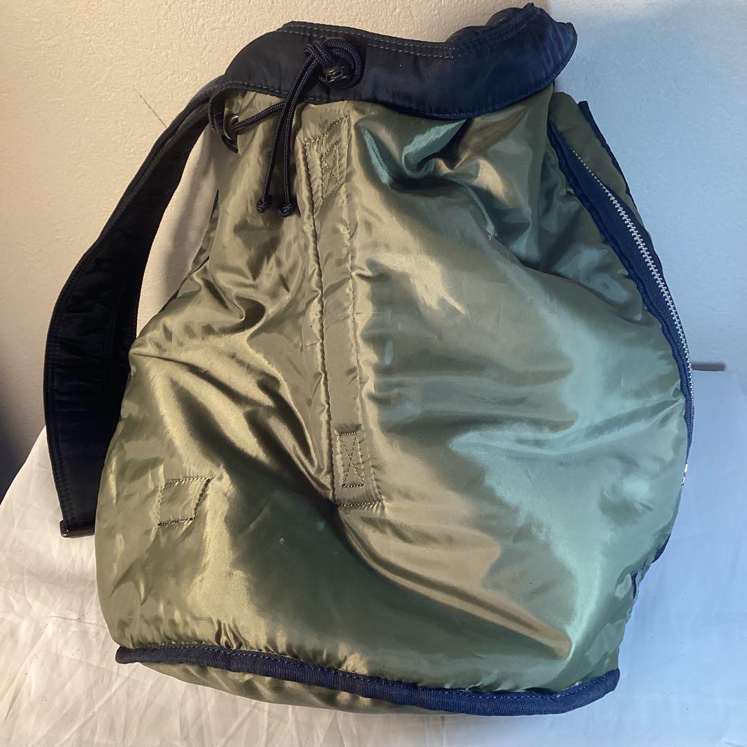 ポーター&ステューシーWネーム　アイアンブルーバケツ型2WY美品