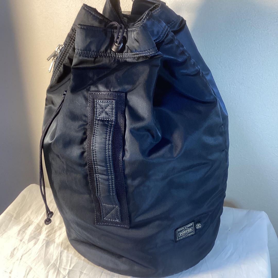 ポーター&ステューシーWネーム　アイアンブルーバケツ型2WY美品