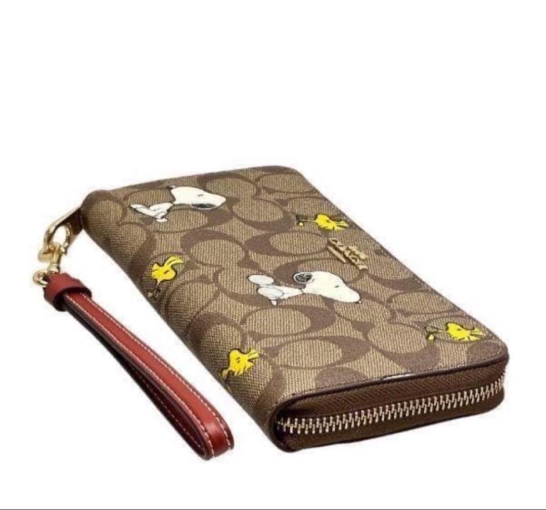 シナモンCOACH 長財布 コーチ×ピーナッツ スヌーピーウッドストック