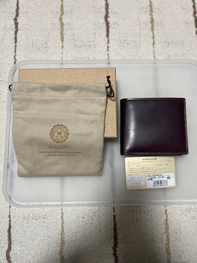オ*ダ様 GANZO シェルコードバン2 純札入れ バーガンディ