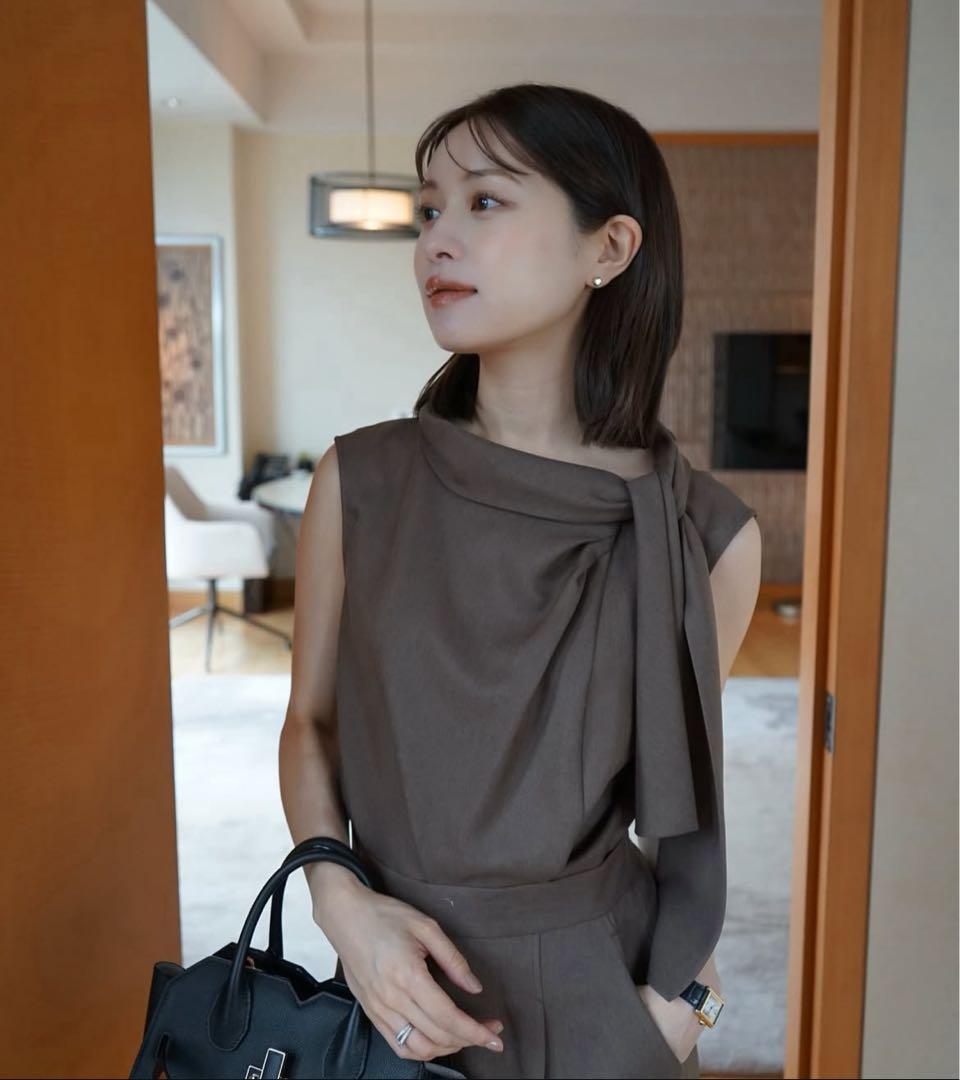 【定価以下】 L’AUBE BLANC サイドボウタイコンビネーション/ブラウン