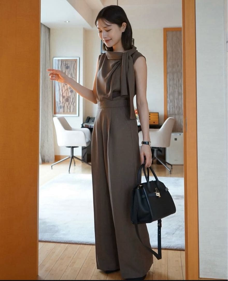 【定価以下】 L’AUBE BLANC サイドボウタイコンビネーション/ブラウン